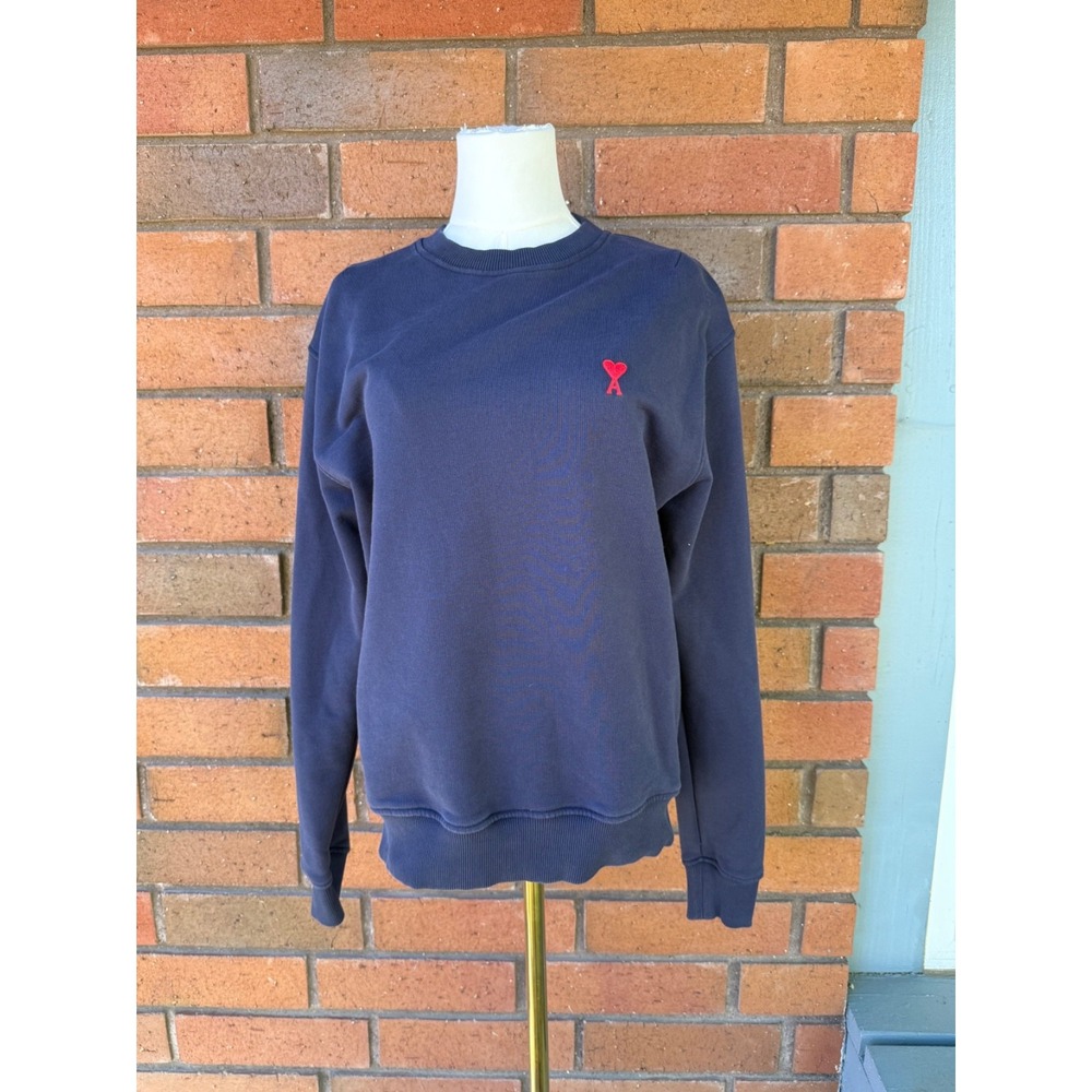 Ami Paris‎ Alexandre Mattiussi de Coeur Sweatshirt Crew l Navy Blue l Size Small